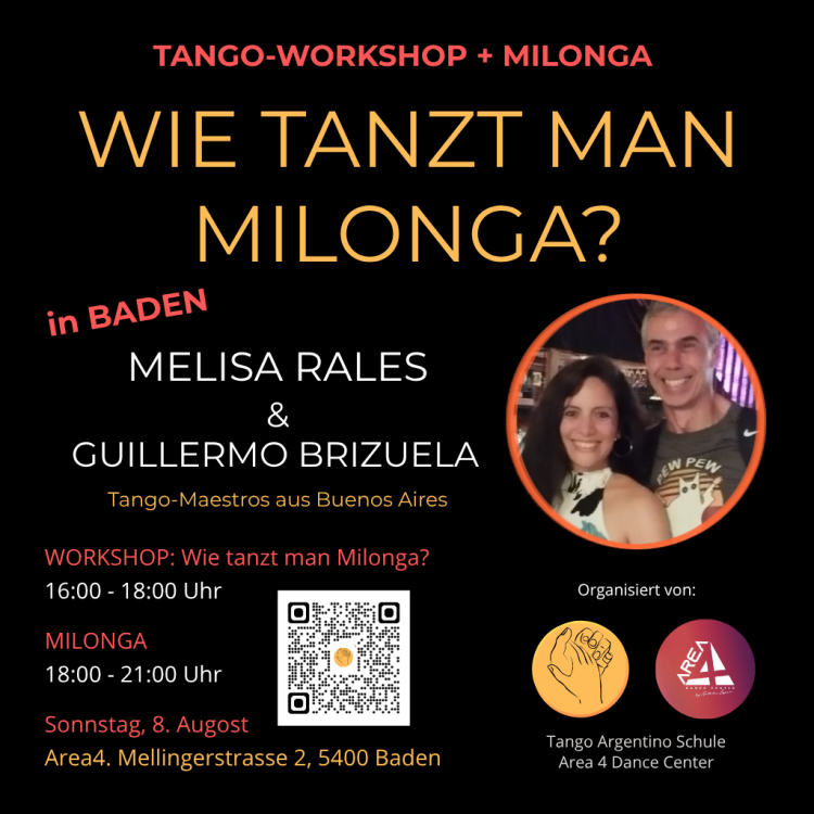 Tango und Milonga Workshop Baden mit Melisa Rales und Guillermo Brizuela